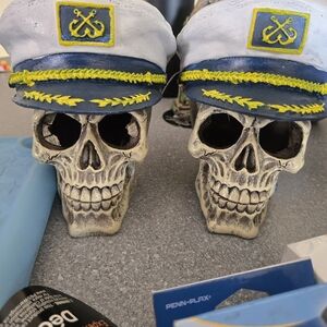 Nautical Skull Aquarium Decor - Blue and White